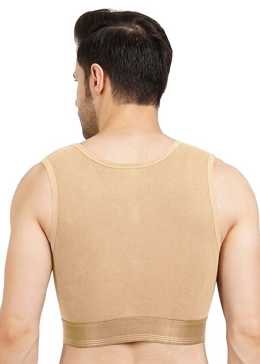 Dermapress Gynecomastia Short Vest || MODERATE COMPRESSION || Front Zip and Hook