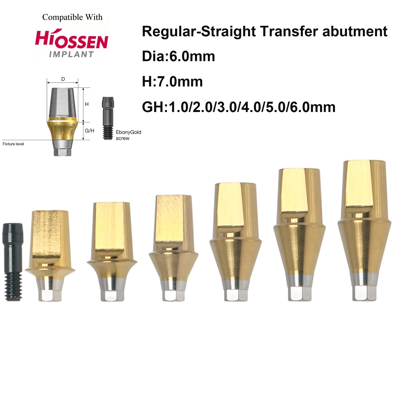 US Dental Titanium Hex Regular Straight Transfer Abutment Fit Osstem Hiossen TS
