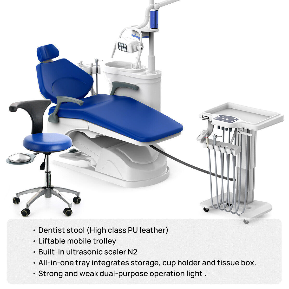Dental Unit Chair Computer Controlled DC Motor PU Hard Leather Doctor ‘s Stool
