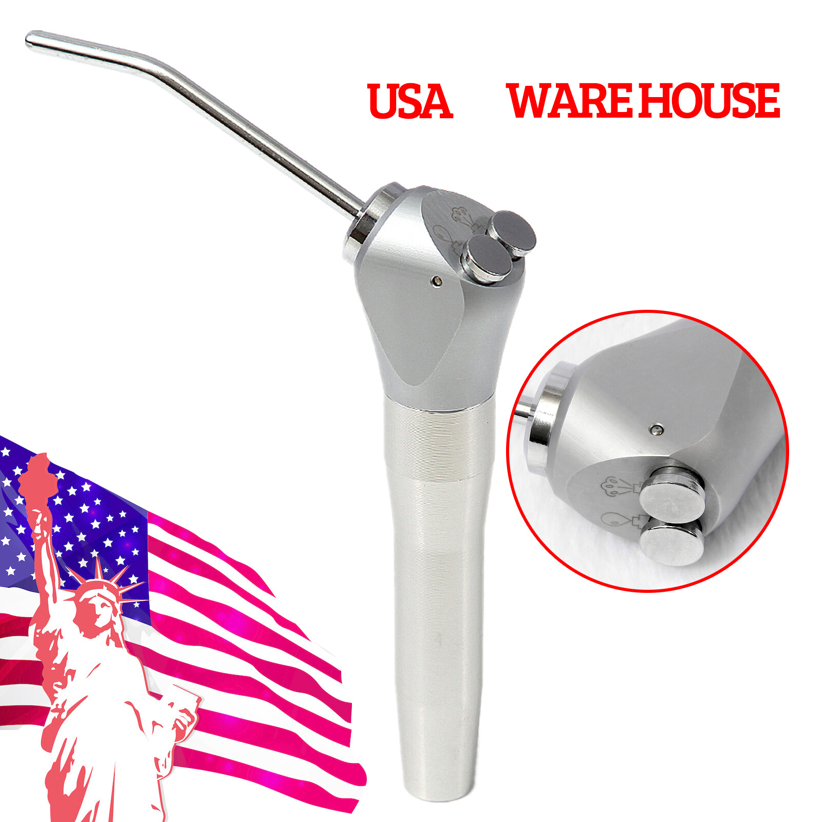 Dental Air Water Spray Triple/Three-Way Syringe Handpiece + 2X Nozzles Tips