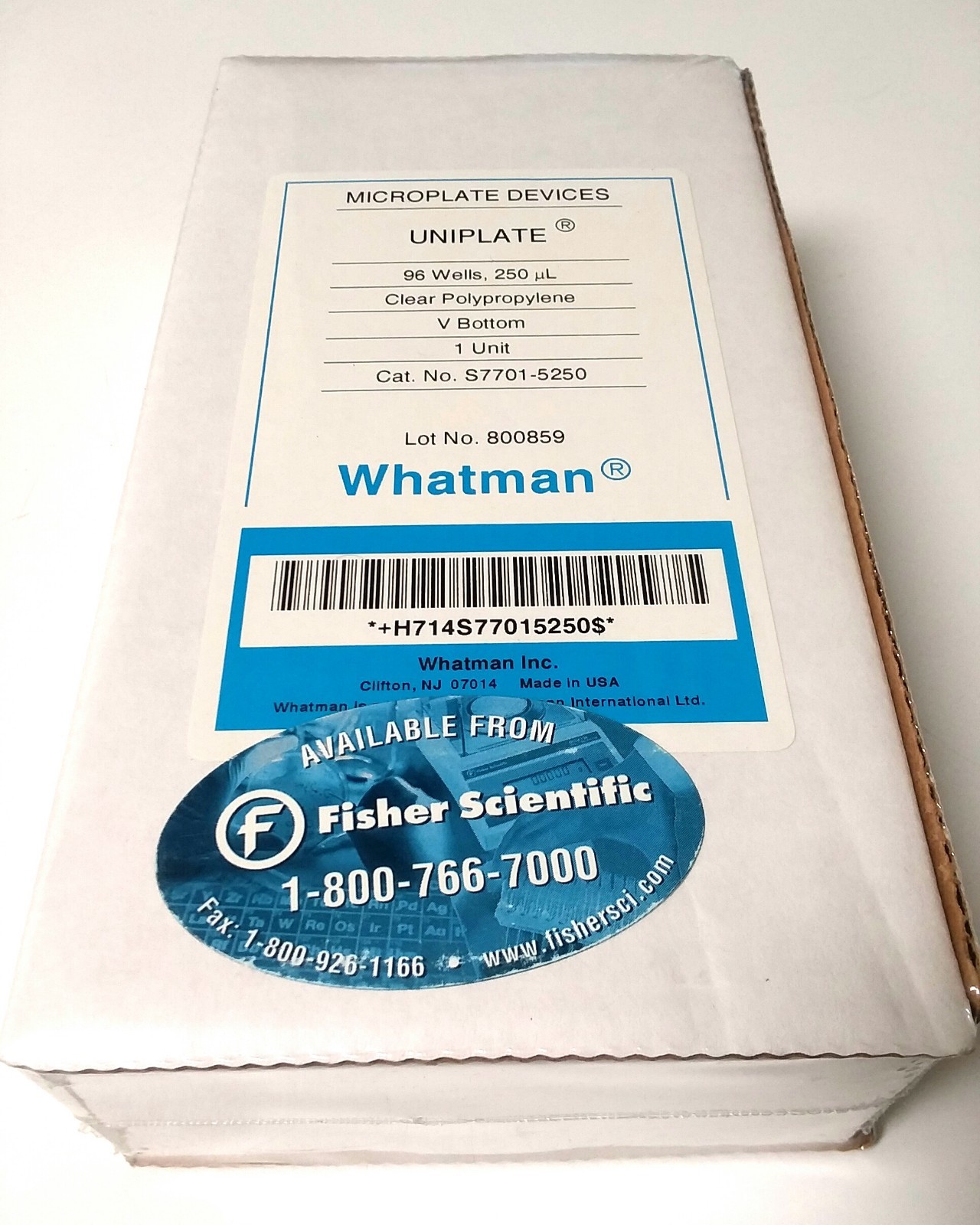 Whatman S7701-5250 Uniplate 96 Well 250 µL PP Microplate V Bottom – 1 Unit