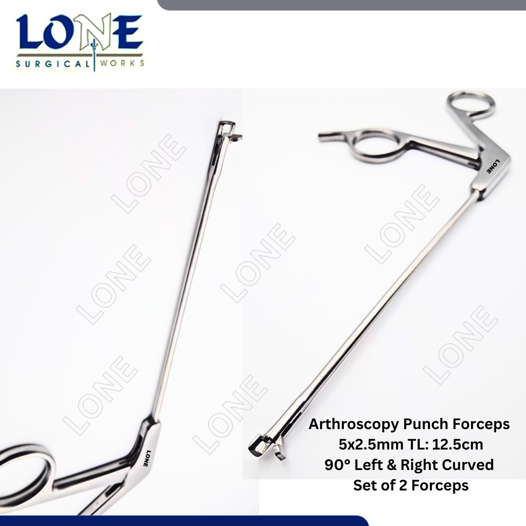 2 Pc Set Arthroscopy Punch Forceps 90° Left Right Curved Orthopedics Instruments