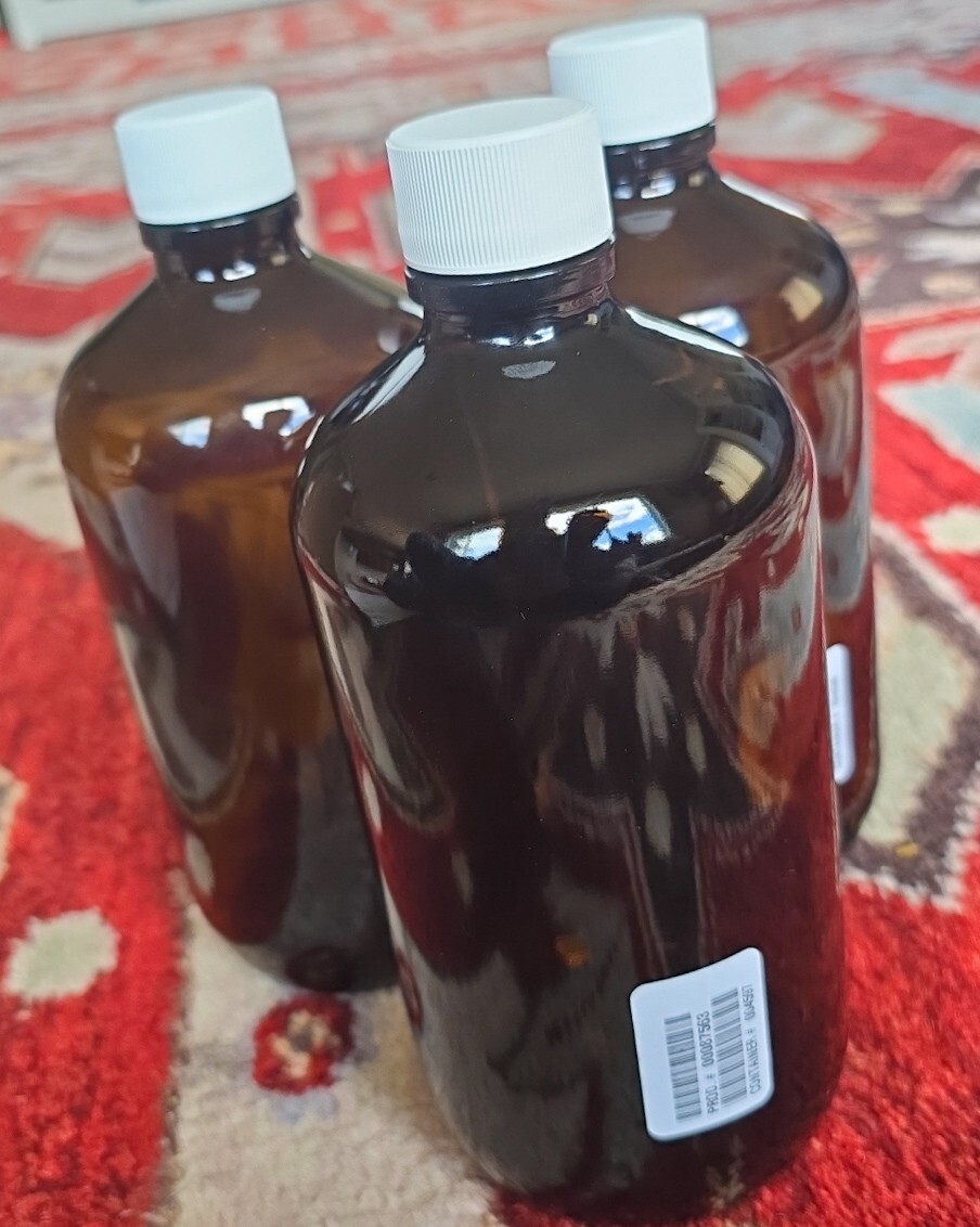 Thermo Scientific I-Chem 349-1000 Sterile Amber Glass Bottle-32oz/1000mL-12 CT.