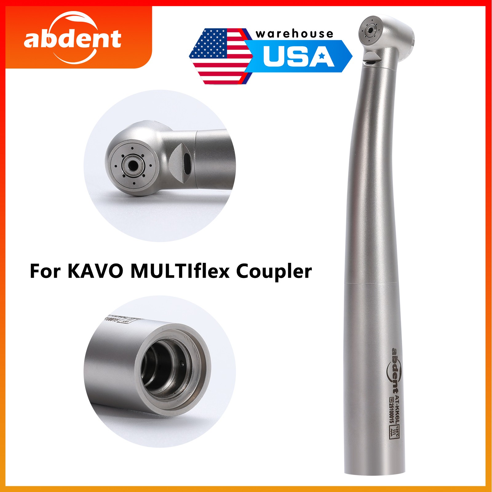 ABDENT Dental Fiber Optic LED Handpiece 4 Water Spray Fit KaV MULTIflex Coupling
