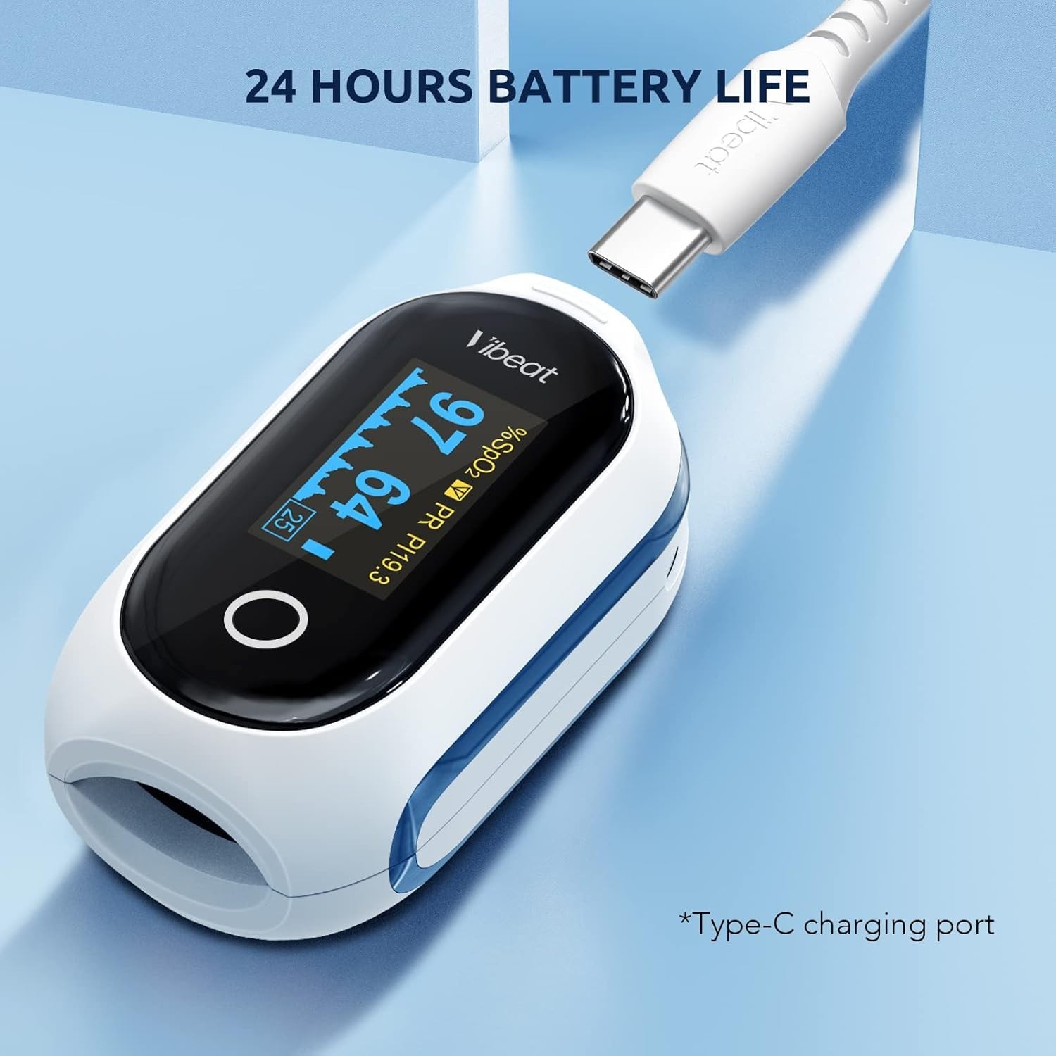 Rechargeable Bluetooth Oximeter: Real-Time Blood Oxygen & Pulse Rate Tracking