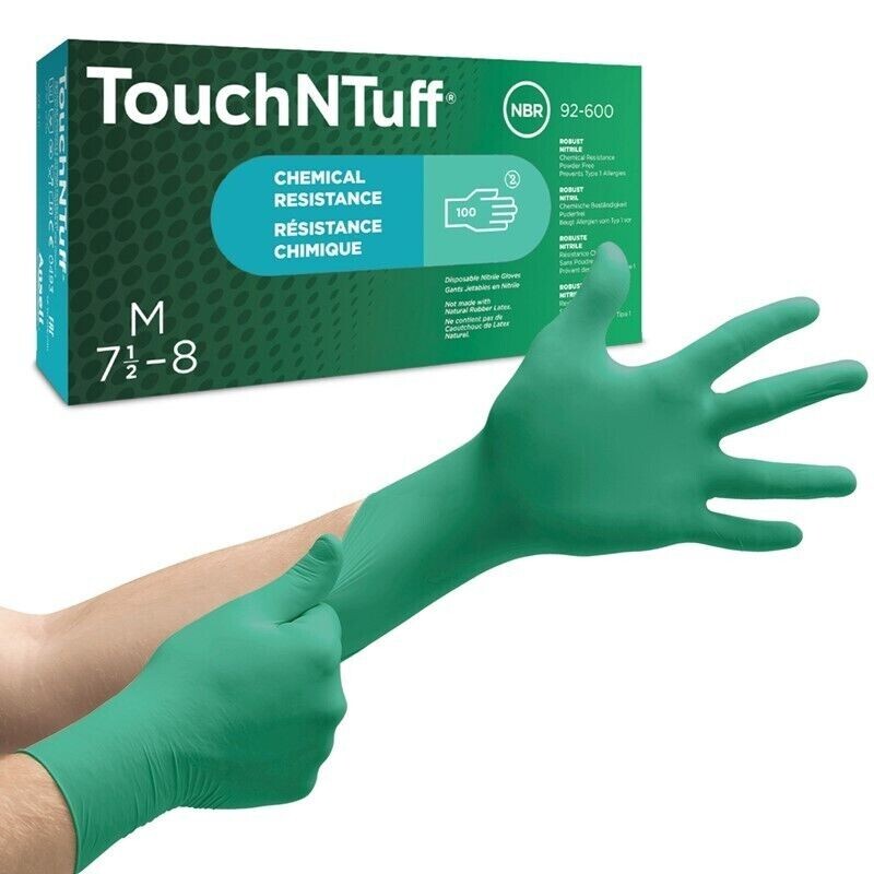 Ansell 92-600 Touch N Tuff Teal Nitrile Powder Free S, M, L, XL Cs/1000 (10×100)