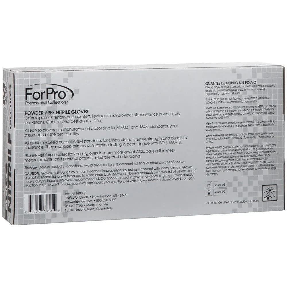ForPro Nitrile Gloves Chemical Resistant PowderFree Black Medium 1000Count