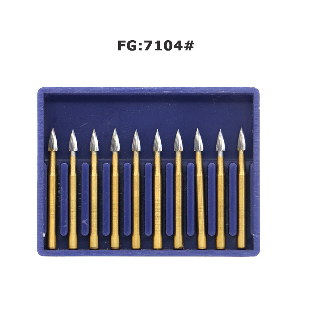 10 Pcs Dental Bur 12 Blade Trimming & Finishing Carbide Bur FG7104