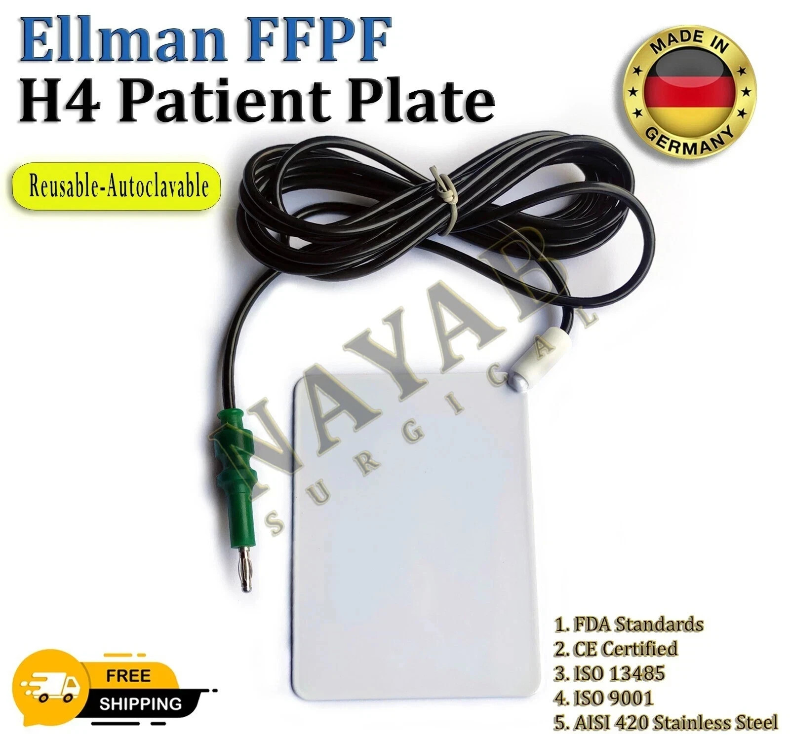 Ellman Surgitron FFPF/Ellman H4 Patient Plate Reusable-Autoclavable New CE/FDA