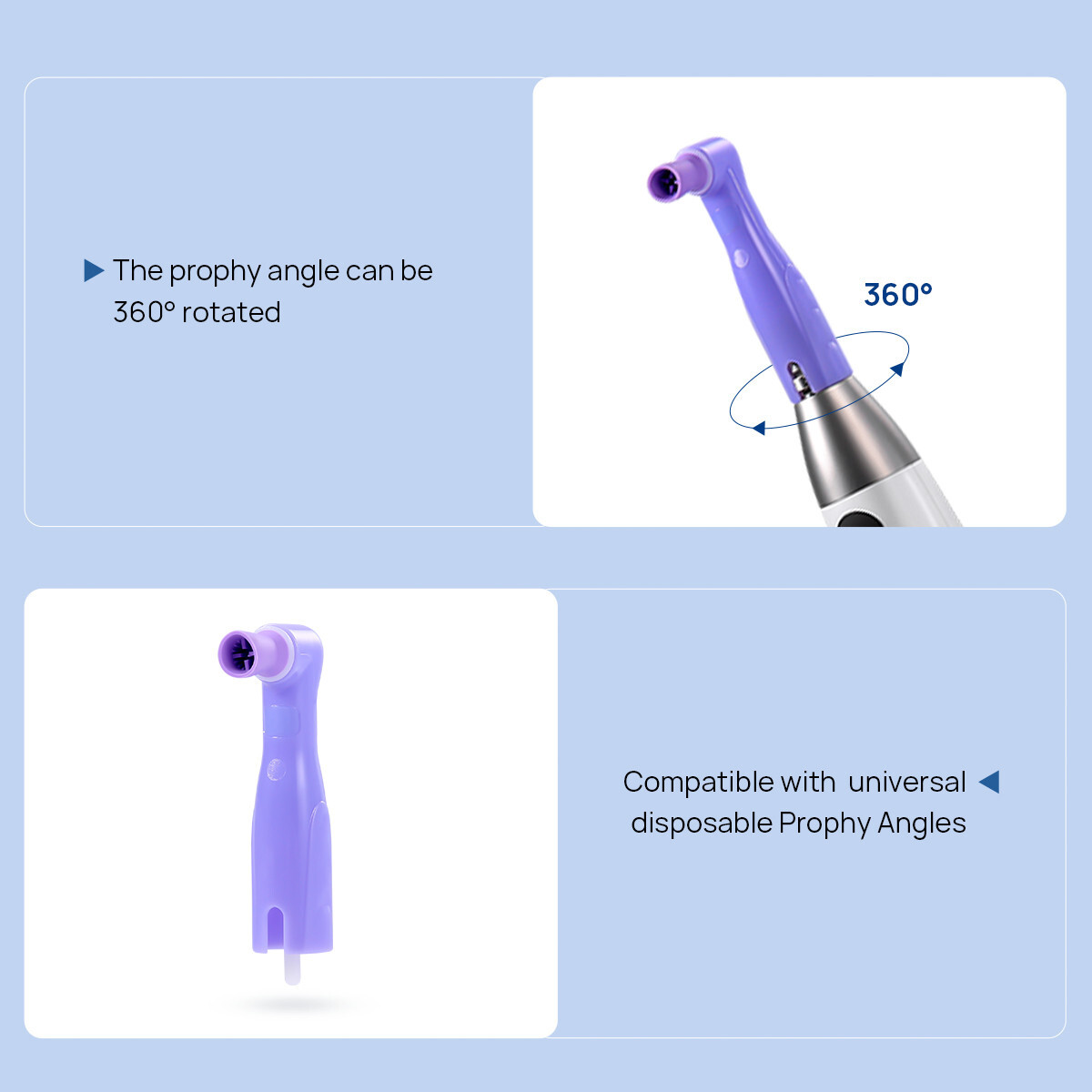 Dental Wireless Electric Hygiene Prophy Handpiece +2Pcs Universal Prophy Angles