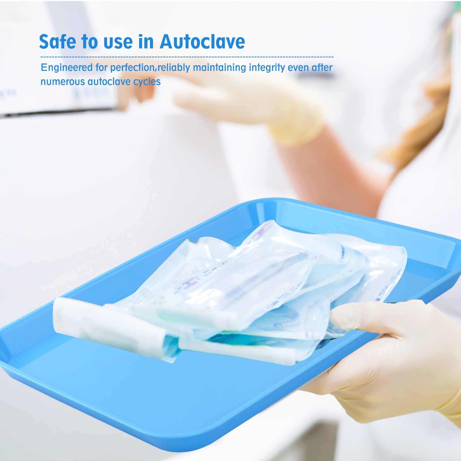 Dental Instrument Tray Autoclavable Plastic Flat Setup Tray Size B Anti-Skid