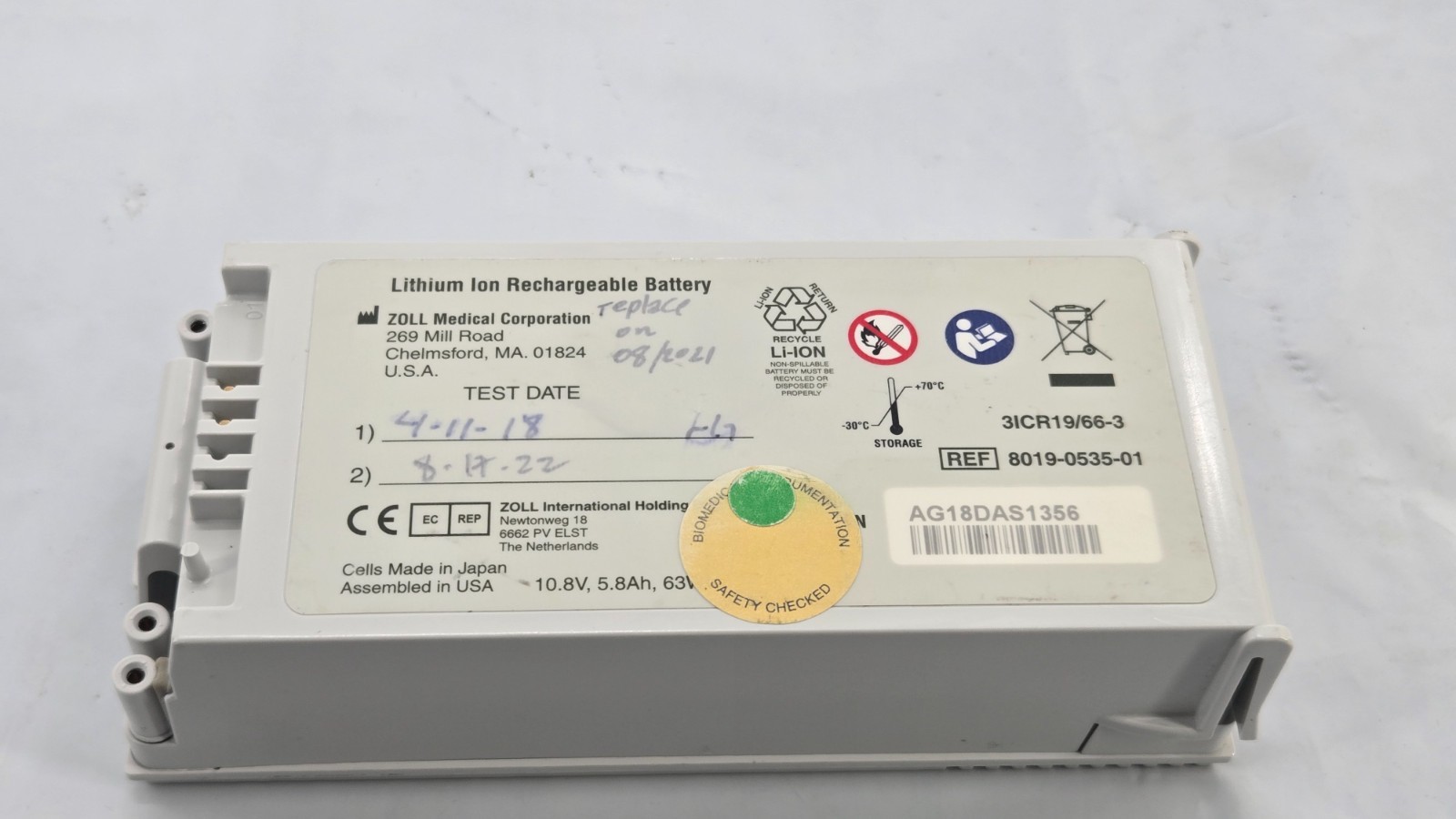Zoll R/E Series SurePower Rechargeable Li-Ion Battery 8019-0535-01