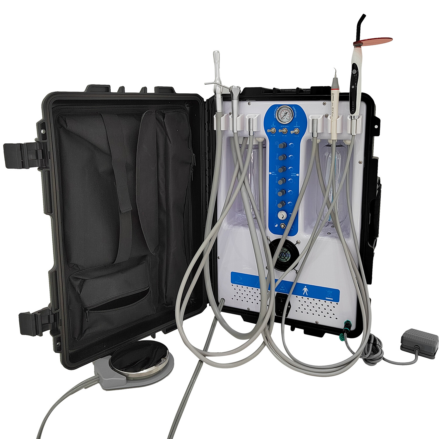 Updated Portable Dental Unit Air Compressor P206S+LED Curing Light+LED Scaler 2H