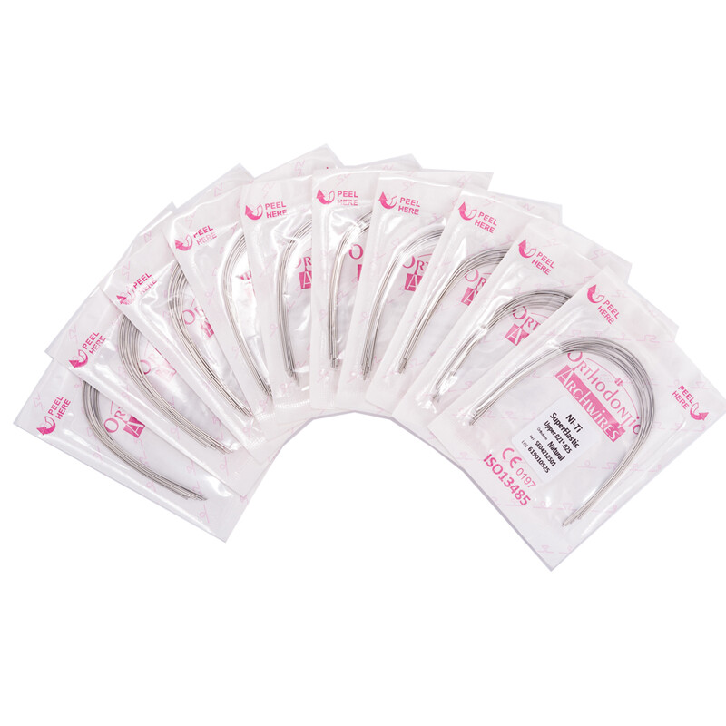 10Pk Dental Ortho Natural Stainless Steel/NITI Arch Wires Round 12-16-18-22 U/L