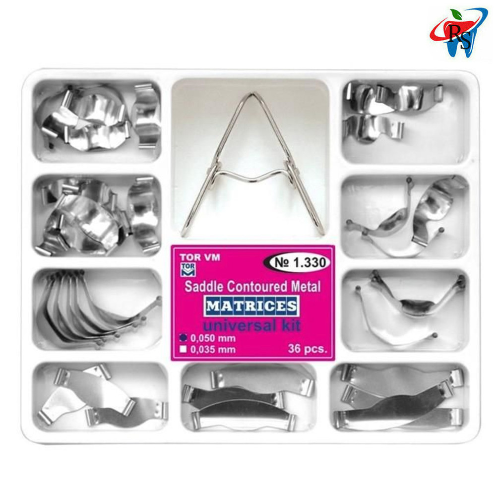 36pcs Dental TOR VM Saddle Contoured Metal Matrices Set With Springclip Kit