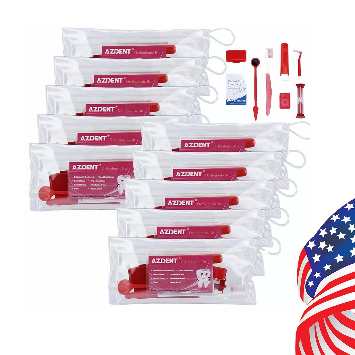 10 Sets Dental Orthodontic Brush Ties Toothbrush Brush Floss Oral Care Kits SINO