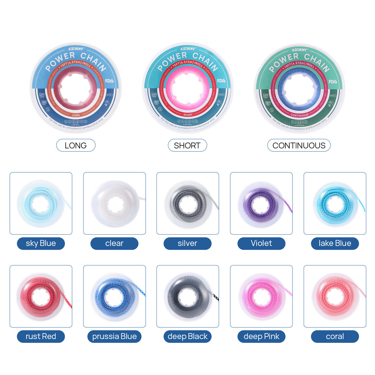 Dental Orthodontic Elastics Chain latex Elastic Ligature Ties Bands for Brackets