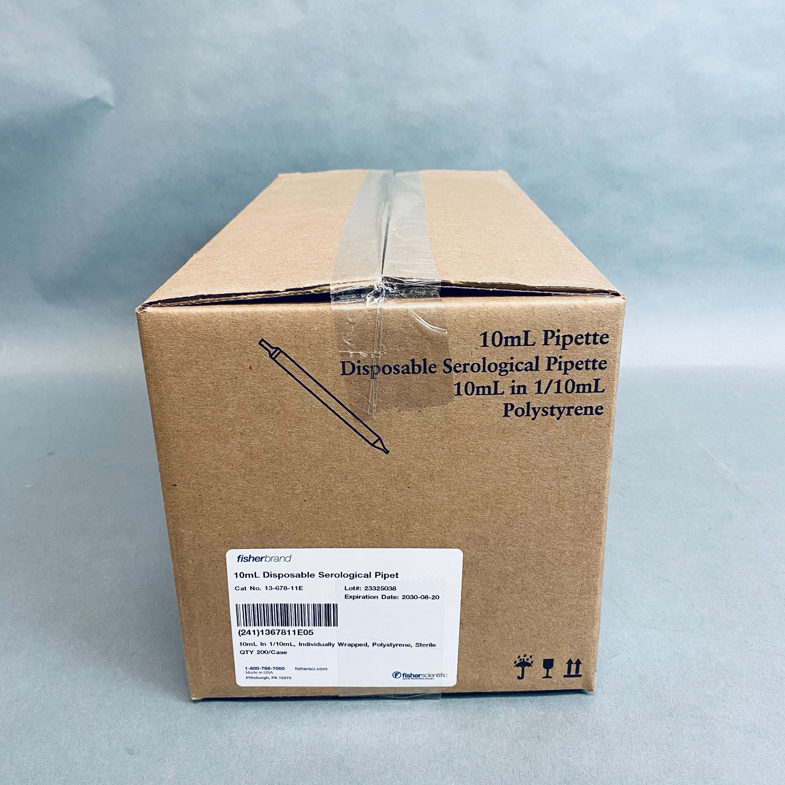 Fisher Scientific Serological Pipette 10 ml Polystyrene Case of 200 Pipettes