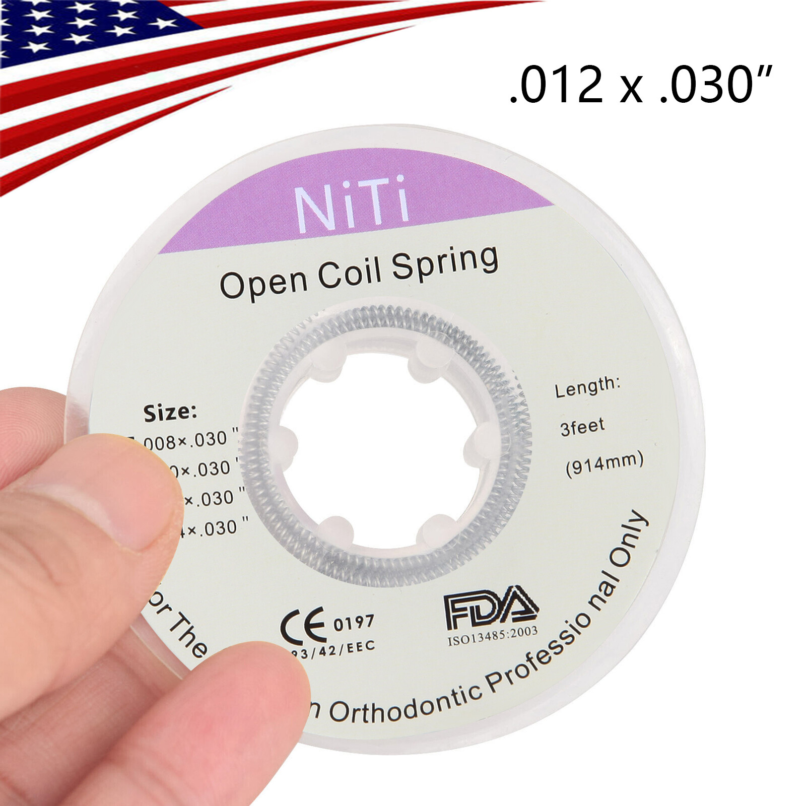 Dental Orthodontic Niti Open Coil Spring Spool .012*.030 ” Inch 914mm/ 3 feet