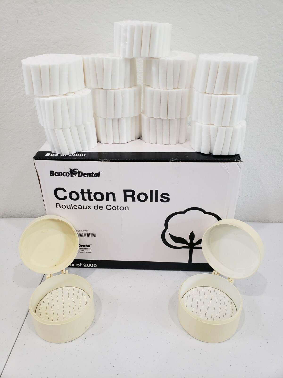 1250pcs Benco COTTON ROLLS + 2 Holder Organizers with pins