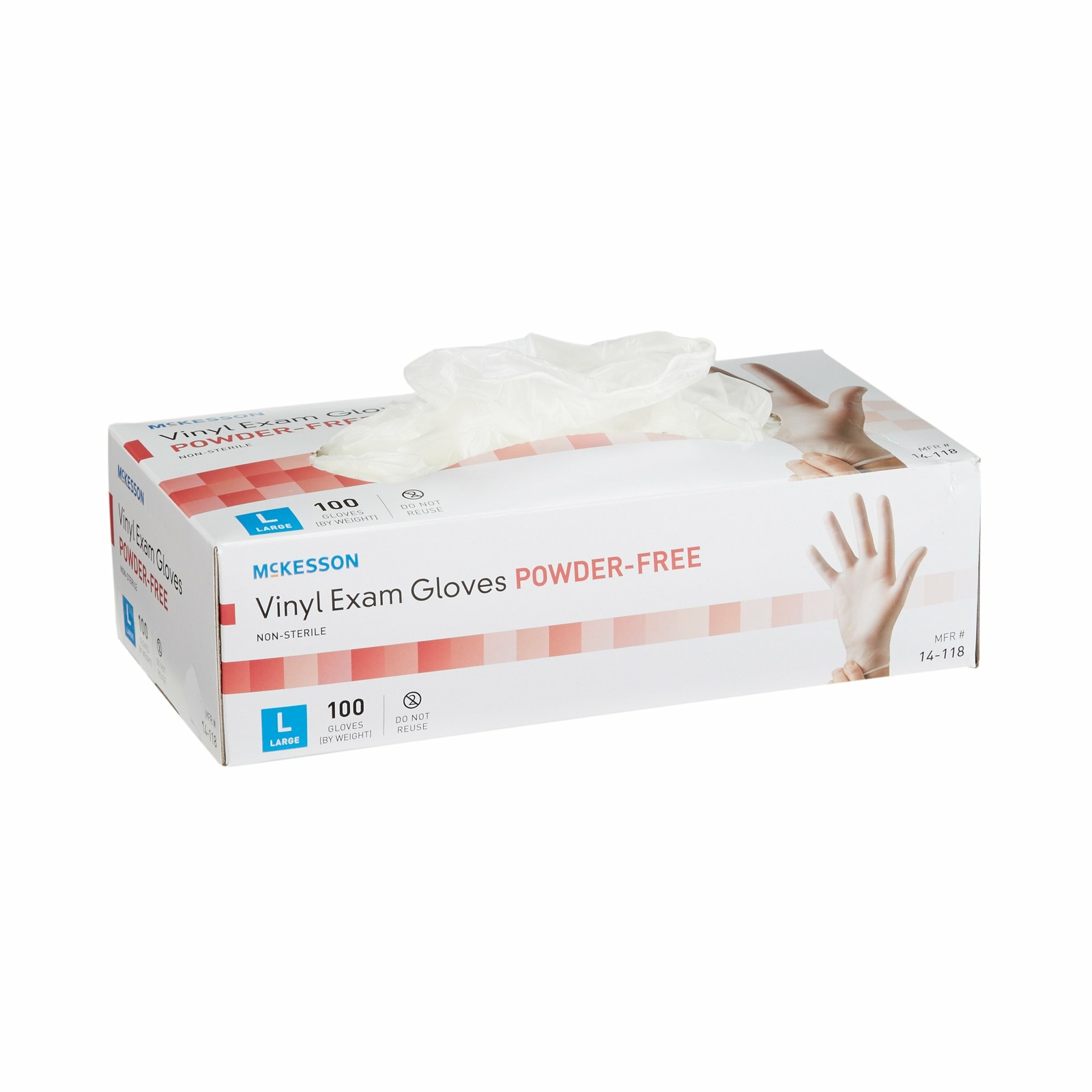 McKesson Vinyl Exam Glove Standard Cuff Length LARGE 100 per Box