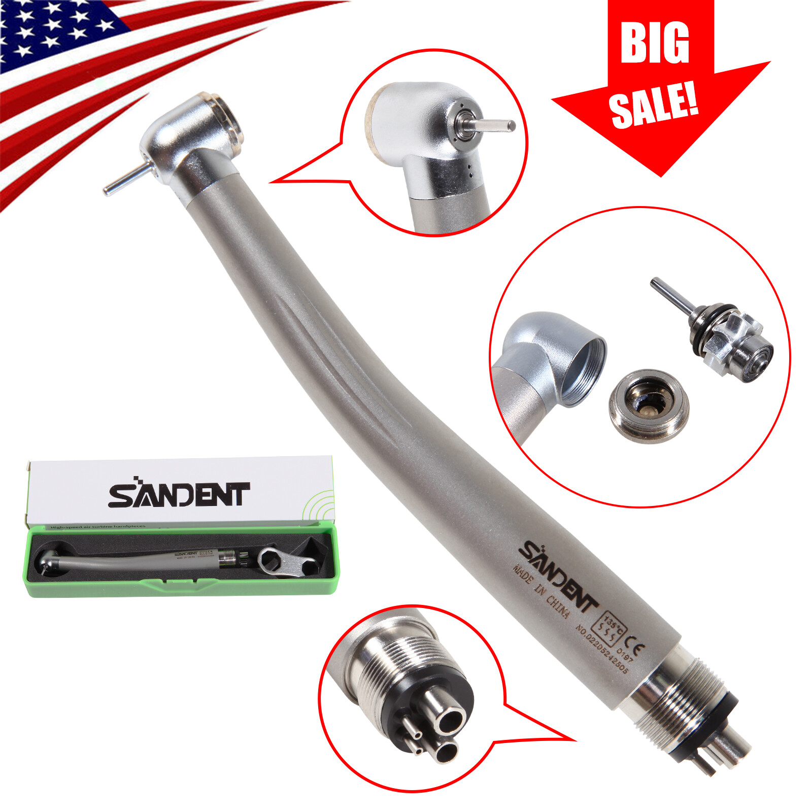 NSK Style Dental Fiber Optic LED Egenerator / high speed handpiece Turbine 4HOLE