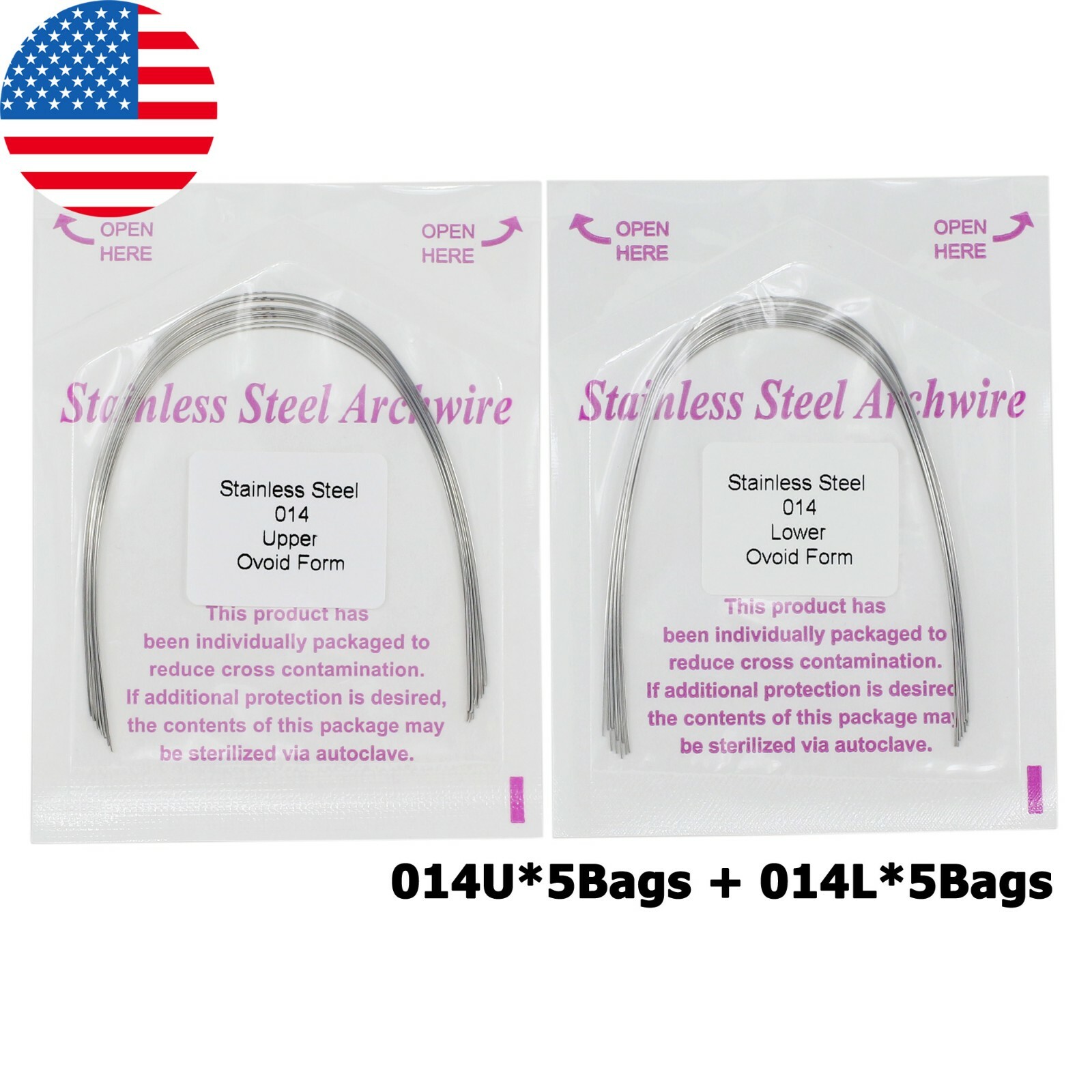 100PCS Dental Orthodontic Arch Wire Niti Stainless Steel Round Rectangular Ovoid