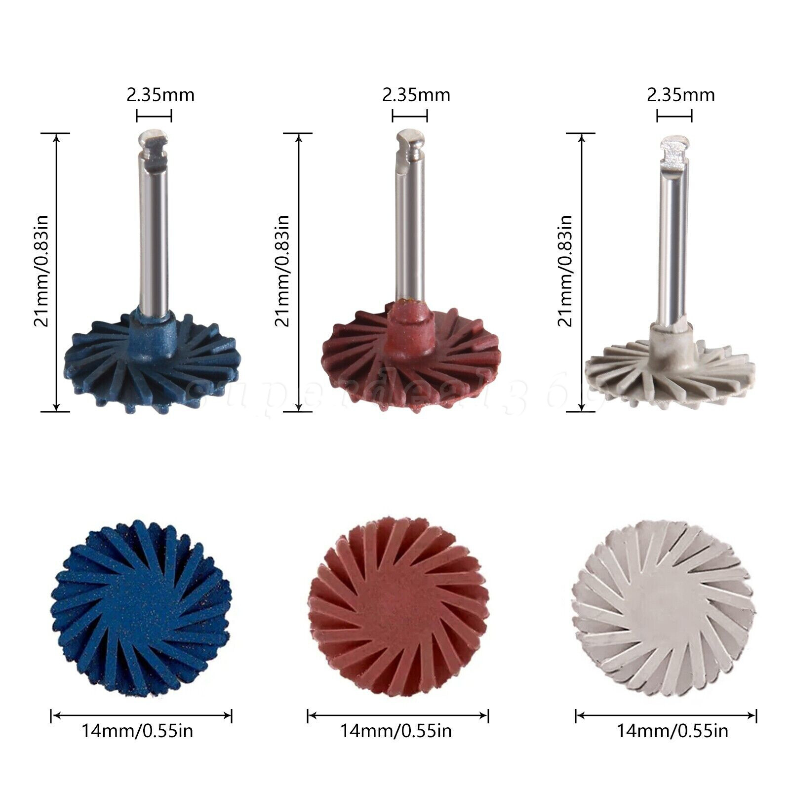 6*Dental Composite Polishing Diamond Burs RA 2.35mm Disc Rubber Wheel Kit ty