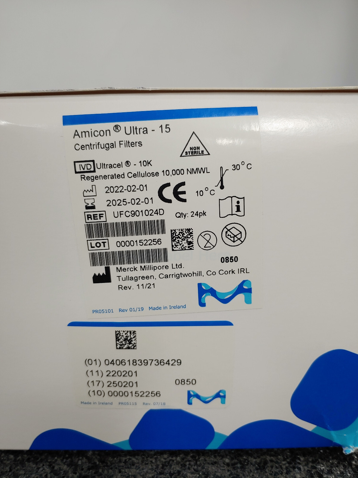 24 Box MILLIPORE UFC901024D Ultracel 10K Amicon Ultra 15 Centrifugal Filters