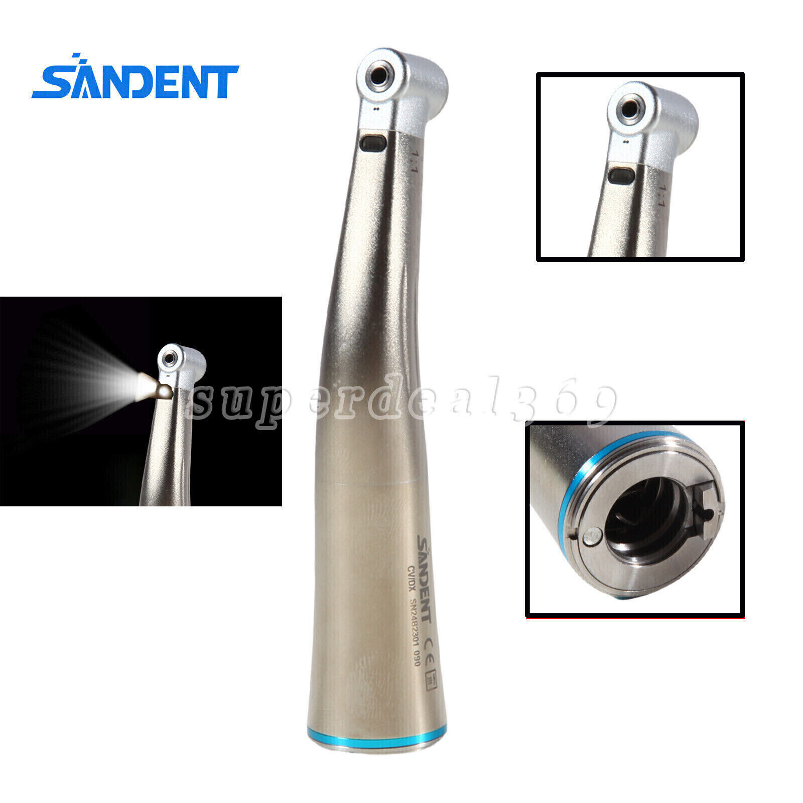 1-10* NSK Style Dental 1:1/1:5 Increasing LED Optic Contra Angle Handpiece DL