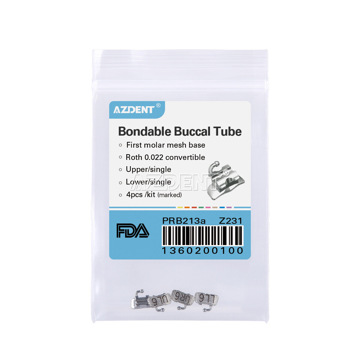 USA AZDENT Dental Single Buccal Tubes 1st Molar Roth 0.022 Bondable Conv Marked