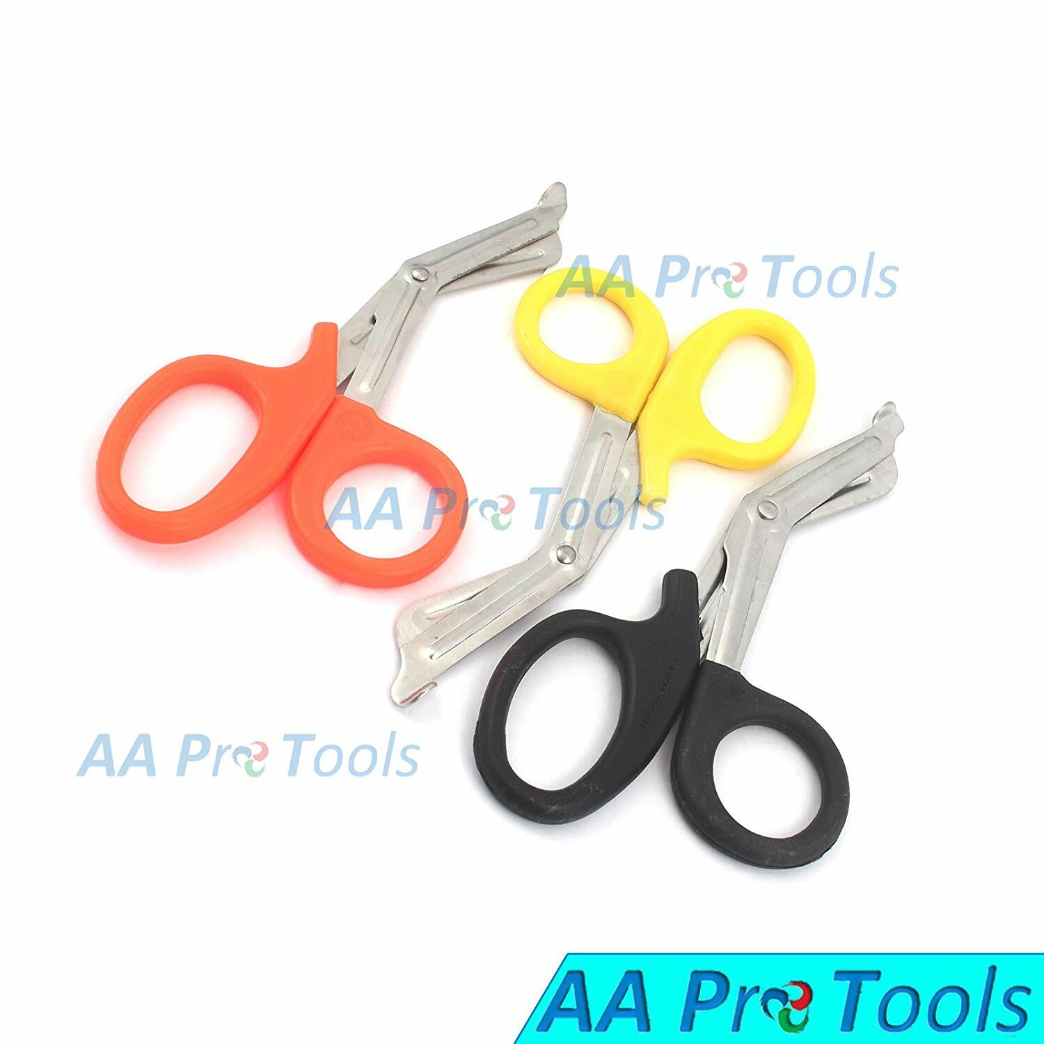 5.5″ (Orange, Yellow, Black) 3 Pcs Paramedic Utility Bandage Trauma EMT Shears