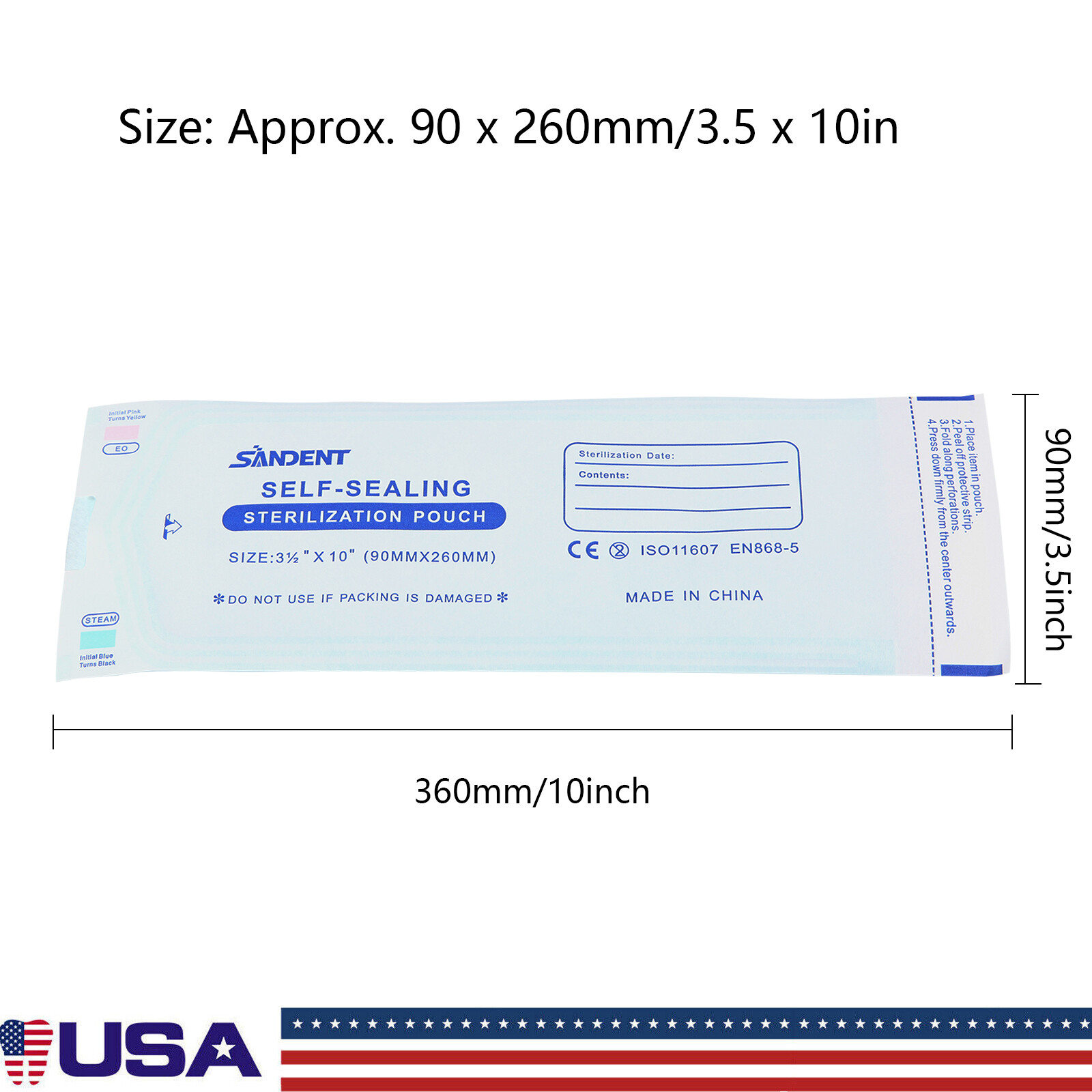 3.5″ x 10″ Self-Sealing Sterilization Pouches for Autoclave (Choose Quantity)