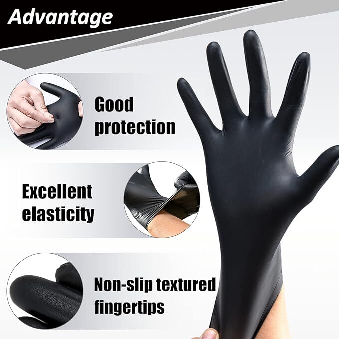 Black Nitrile Disposable Gloves Powder Latex Free | 3, 5, & 6 Mil & Size S – XXL