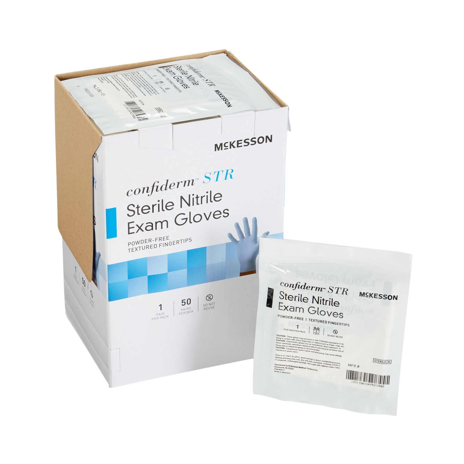 McKesson Confiderm STR Nitrile Exam Glove Standard Cuff Length MEDIUM 50 per Box