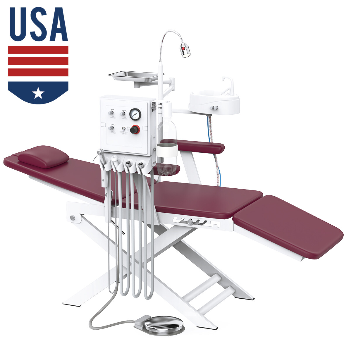 Portable Dental Chair silla dental portatil LED Light PU Leather/ w/Turbine Unit