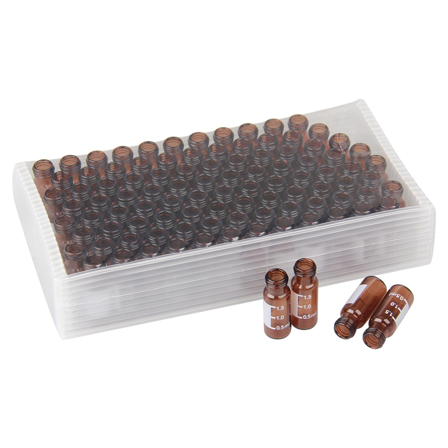 100Pcs 2ml 9-425 Small Glass HPLC Vials Bottles Amber Containers With Screw Caps