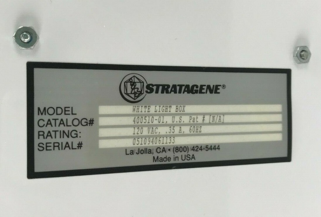 Stratagene 400510 White Light Box 120 VAC 0.5A 60 Hz – Tested
