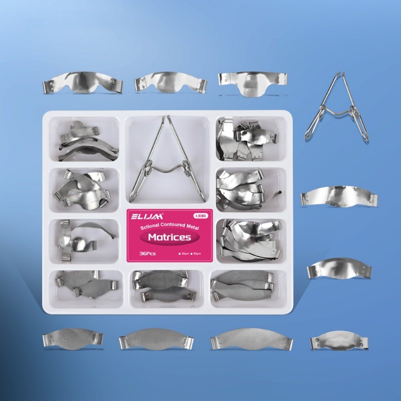 36pcs Dental Sectional Contoured Matrices No.1.330, 35μm Hard, with Spring Clip