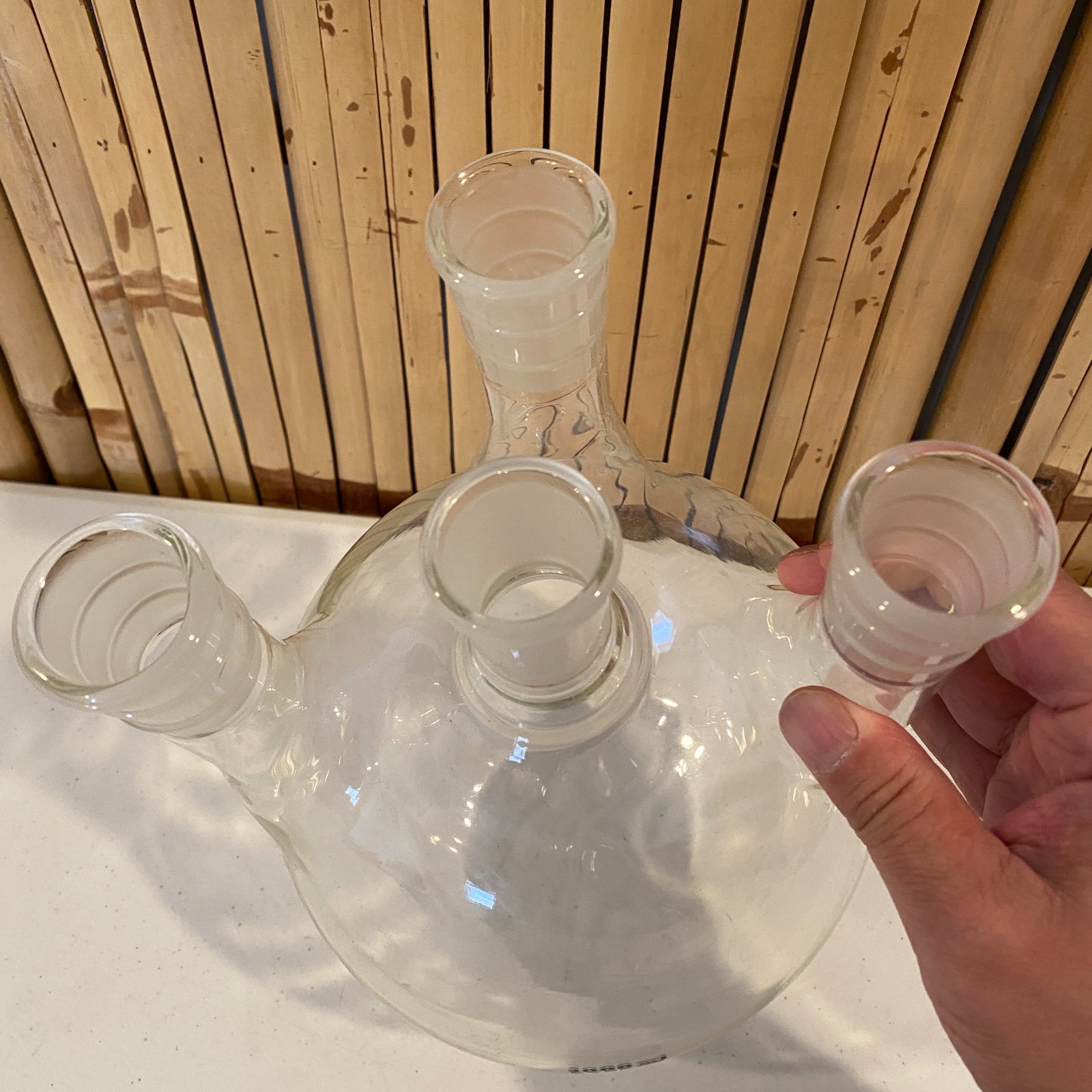 PYREX USA 3000mL 3L 4-Neck Round Bottom Flask Large Joint ~50mm Lab Glass