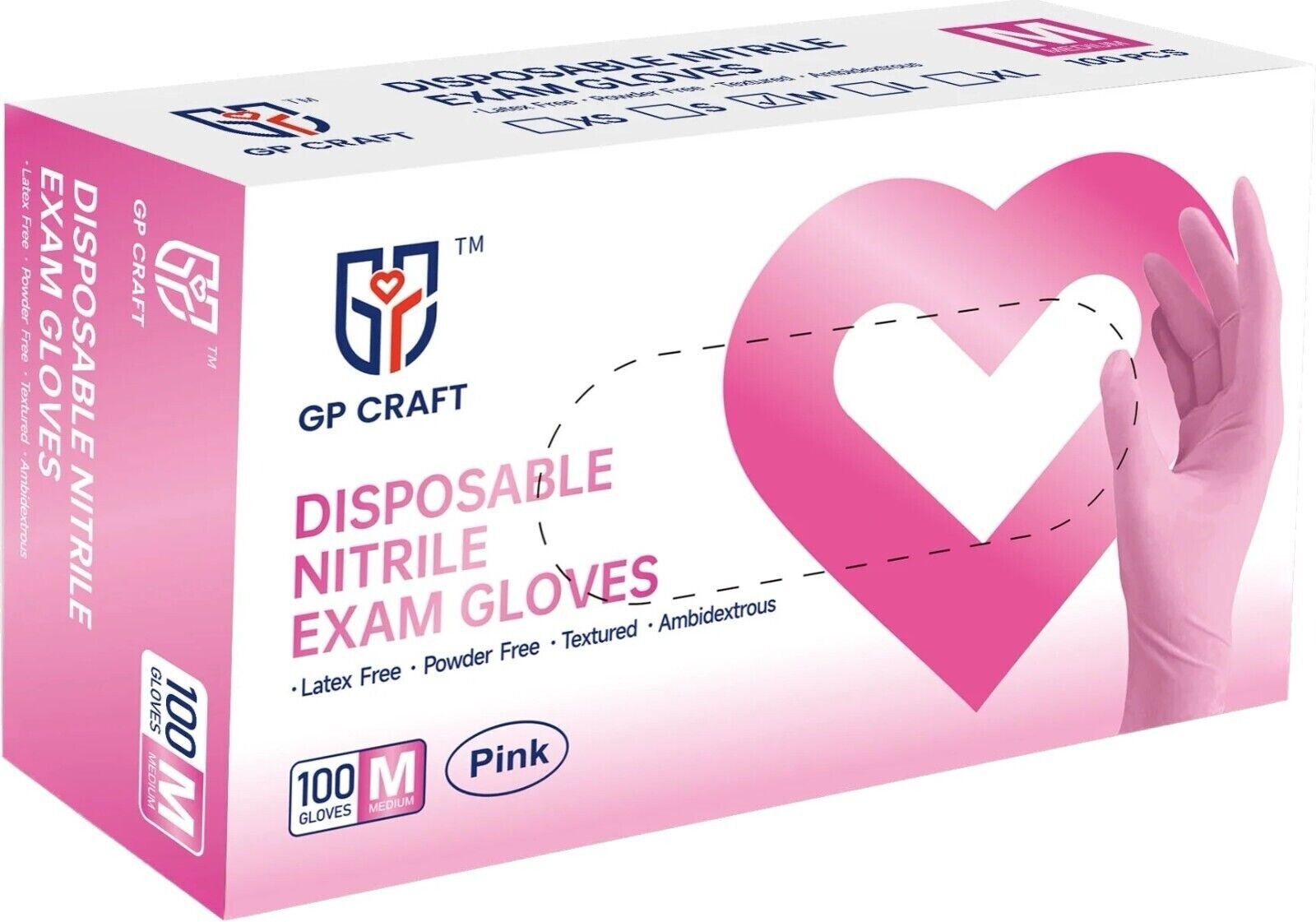 GP Craft Medical Nitrile Gloves 3.5Mil Powder Latex Free Disposable (100pcs)