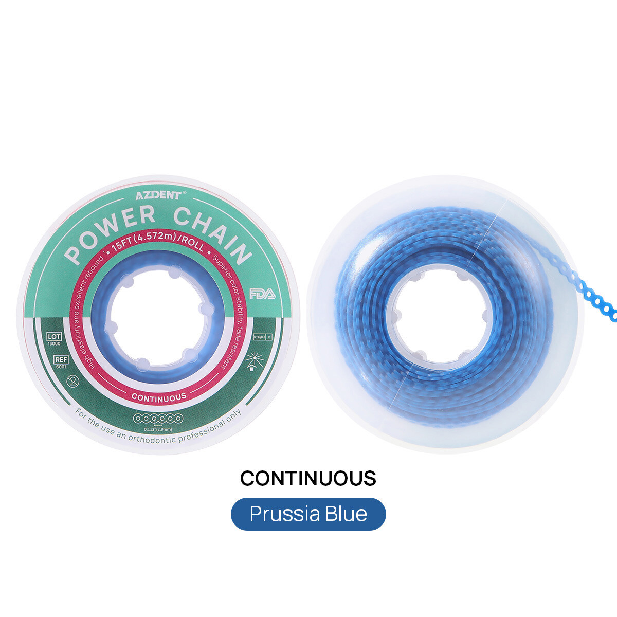 AZDENT Dental Orthodontic Colored Elastic Power Chain Long Short Continuous