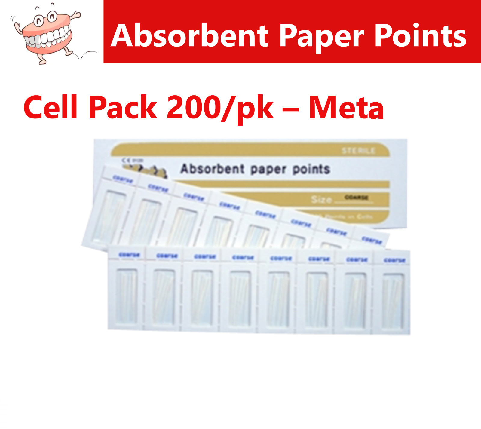Dental Meta Endo CELL PACK Absorbent Points / Paper Points CHOOSE SIZE 200/pk.