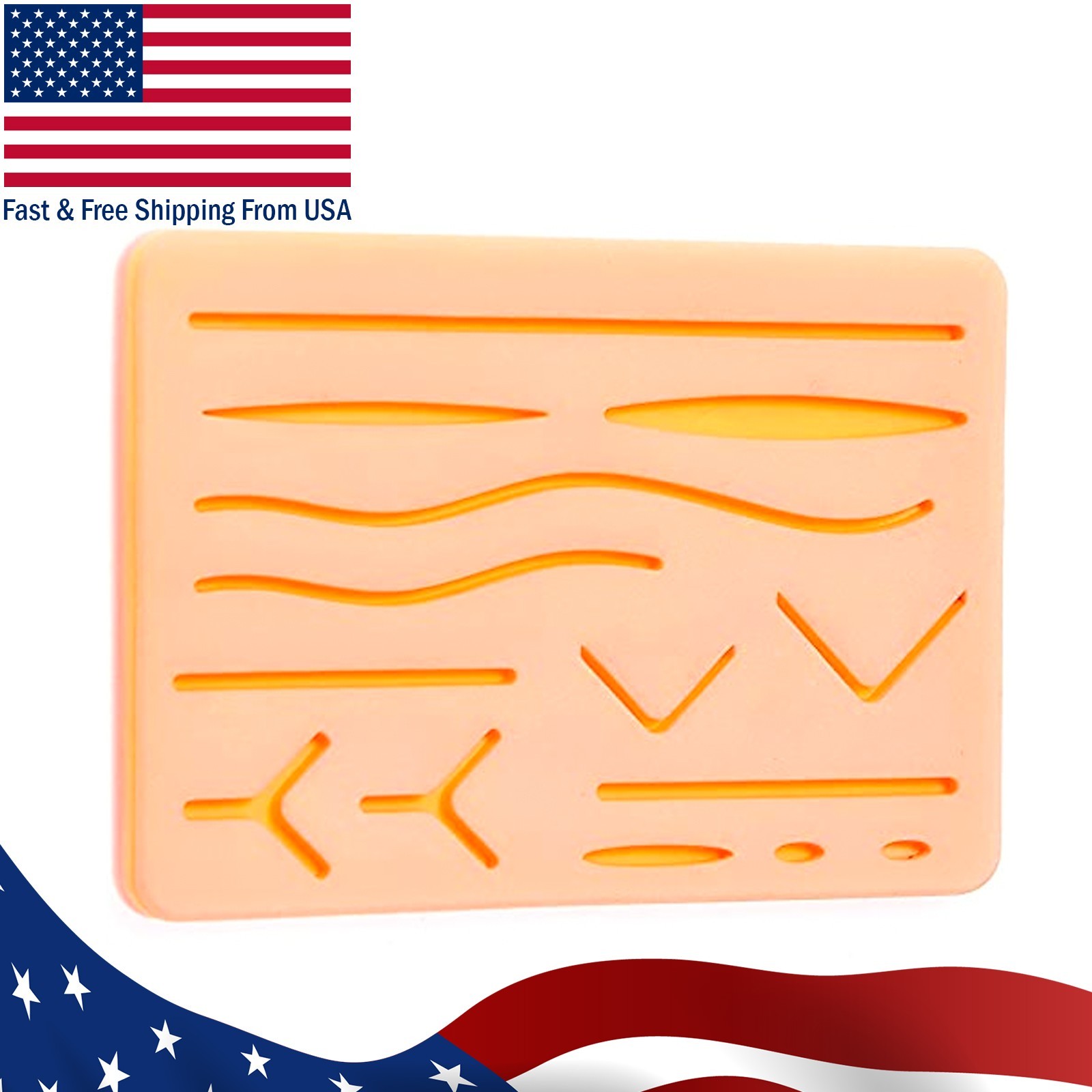 Medical Skin Suture Practice Silicone Pad Wound Simulated Surgical Training Kit