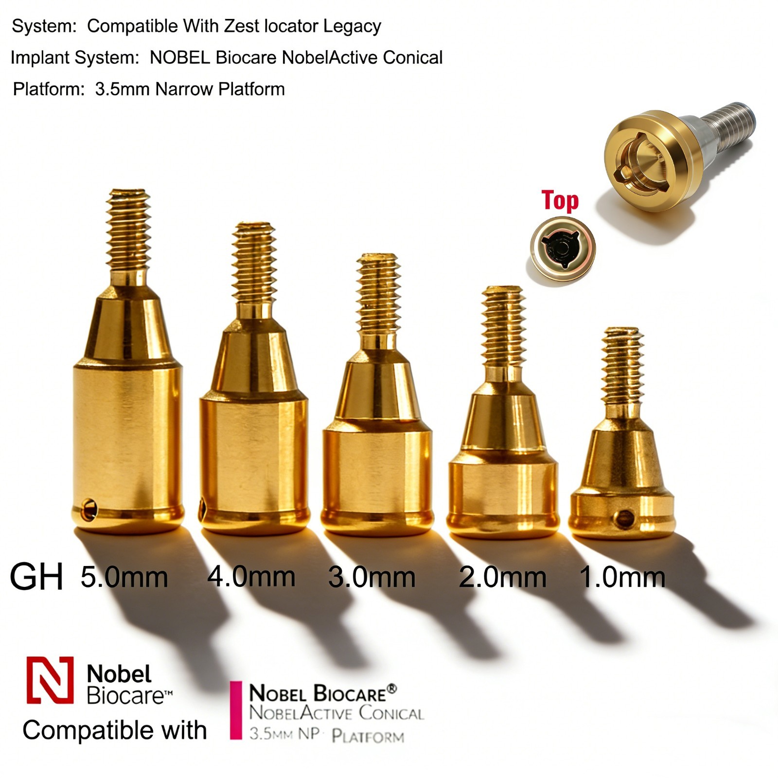 US NobelActive NP LOCATOR Abutment 3.5mm Narrow Platform Titanium Overdenture CC