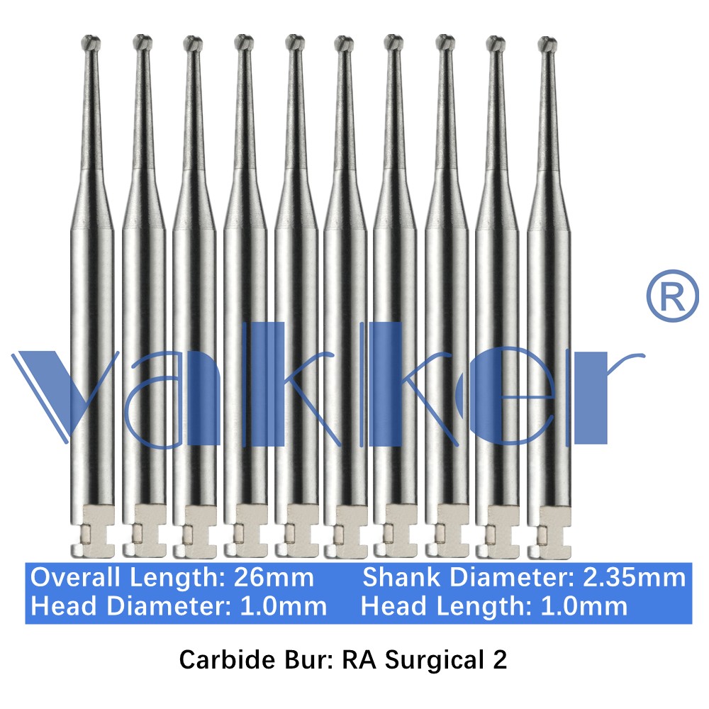 10/Pk Dental Tungsten Surgical Carbide Burs Latch Type RA SURG 2 4 6 8 Low Speed