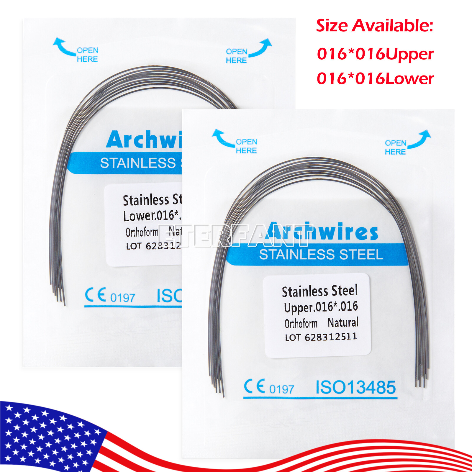 ETERFANT Dental Ortho Arch Elastic Wires NITI/Stainless Steel 10pcs/pack