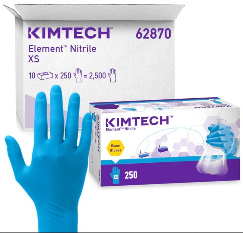 (2500/Case) Kimtech Element Blue Nitrile Powder Free Exam Glove XS Extra Small