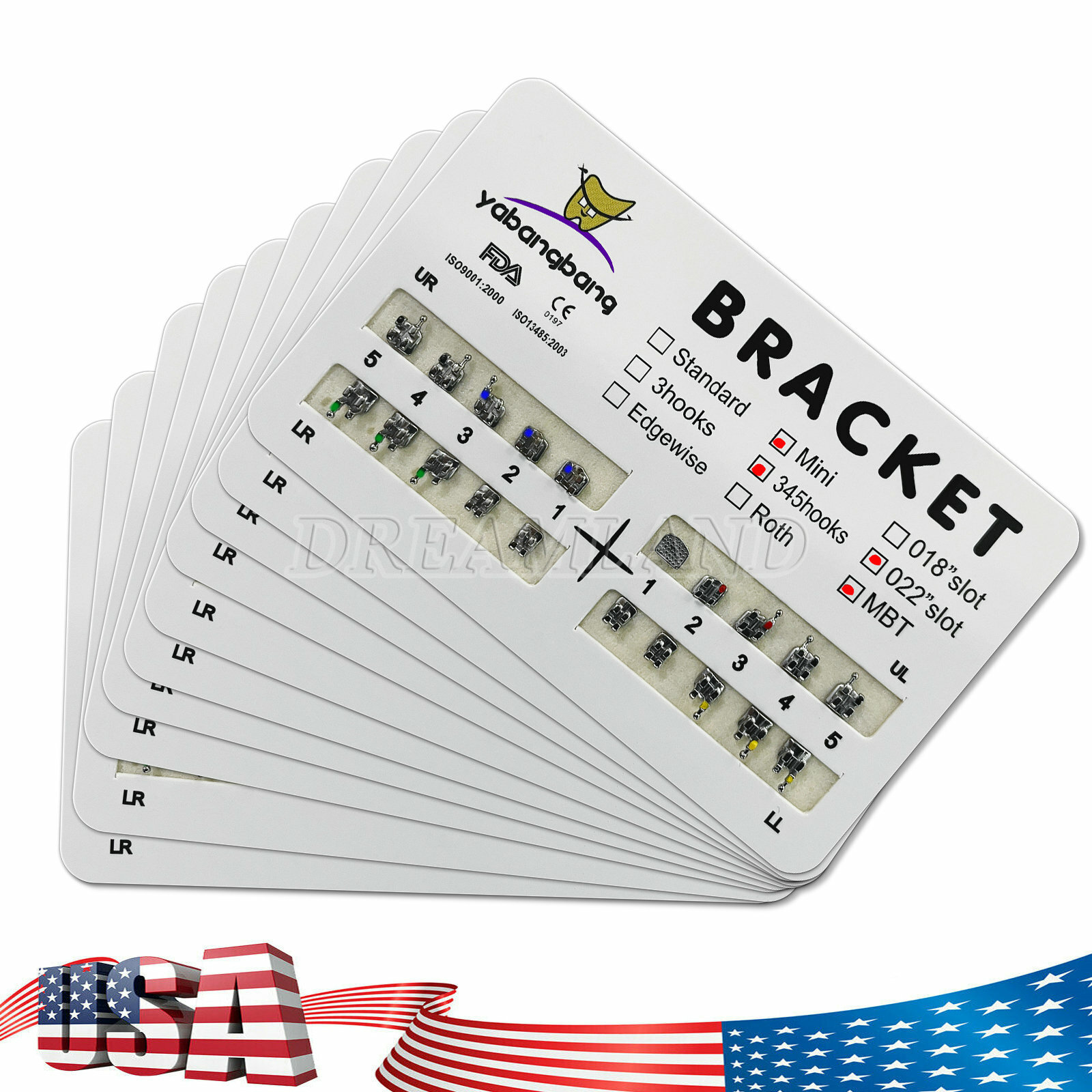 10 Packs/200pcs Dental Metal Orthodontic Brackets Braces Roth/MBT Slot.022