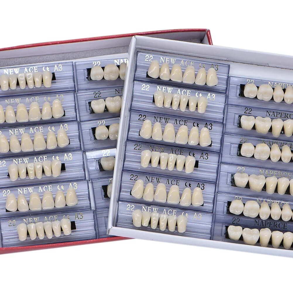 168PCS Acrylic Resin Denture Dental Upper Lower Shade A1 A2 A3 Teeth Set USA